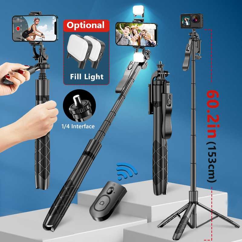 1530mm L16 Suporte Para Tripé Selfie Stick Monopod Sem Fio Dobrável Smartphones Câmeras De Ação Equilibrar Disparo Estável Ao Vivo