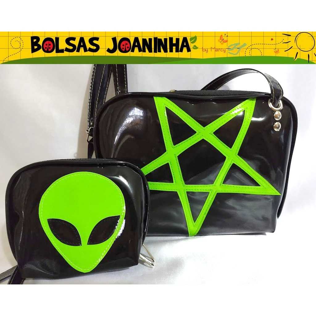 Kit Bolsa Pentagrama + Carteira Alien