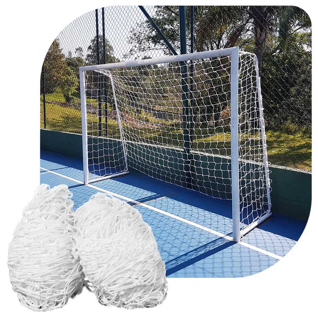 Par de Rede para Trave de Gol Futsal Fio 4mm Nylon Futebol de Salão