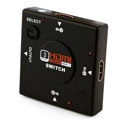 Mini HDMI Switch HUB 3 Portas e 1 Saida, 1080p Auto Switch