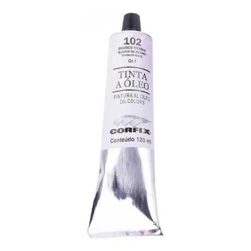 Tinta a Oleo para pintura em tela Corfix  102 Branco Titanio G1 com 120ml
