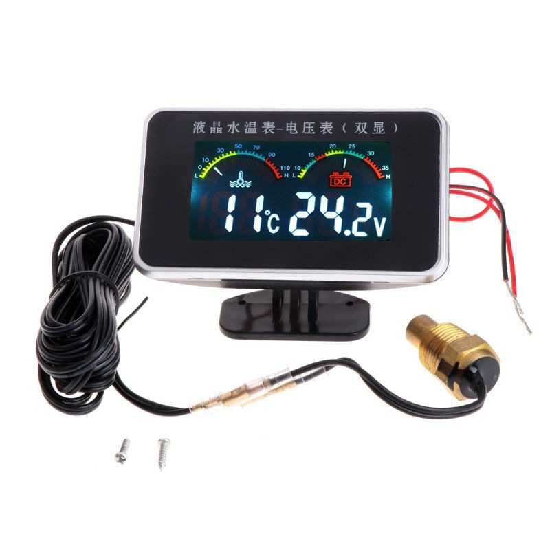 SUPB 12V/24V Termômetro LCD De Temperatura Da Água Do Carro Voltímetro 2 Em 1 Sensor Medidor