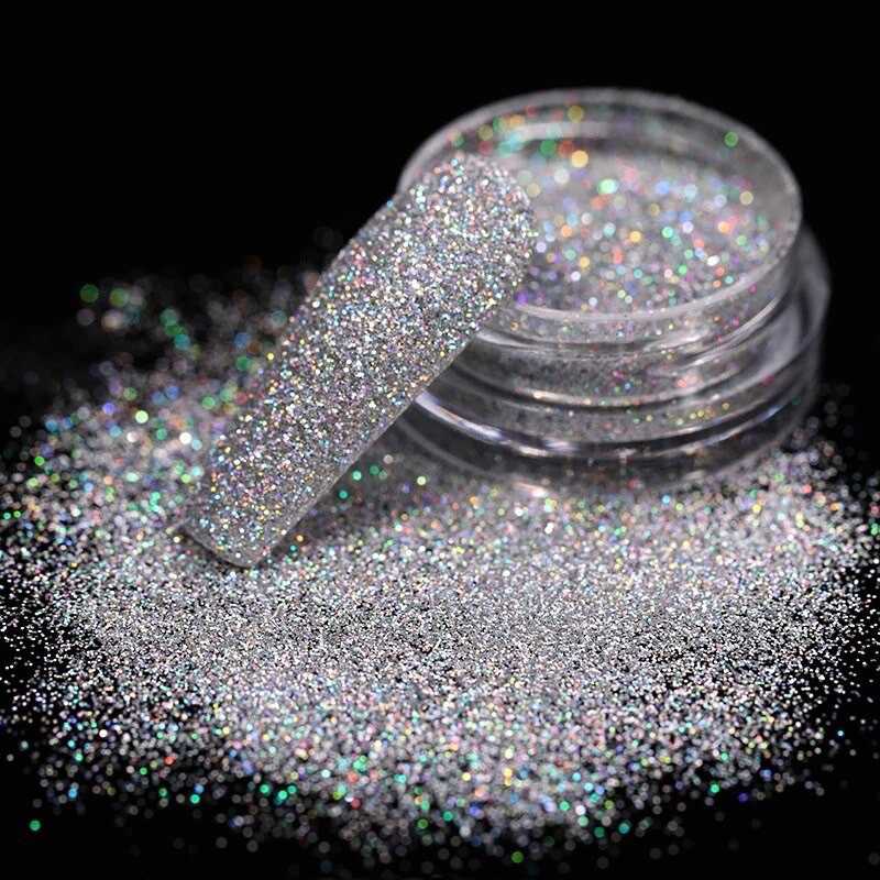 Glitter Prata Holográfico Ultra Fino para decoração potinho unhas e make