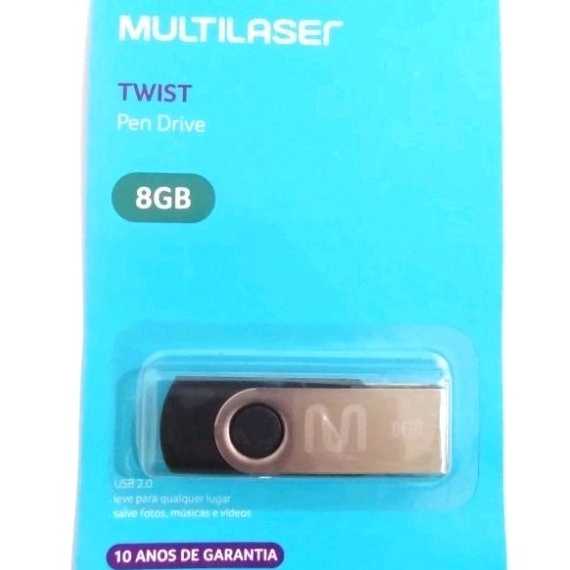 Pen Drive 8GB Multilaser Lacrado USB 2.0 Twist
