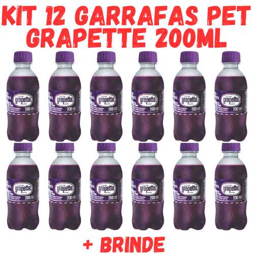 Kit 12 Garrafas Pet Grapette 200ml FRAMBOESA - Quem Bebe Repete!