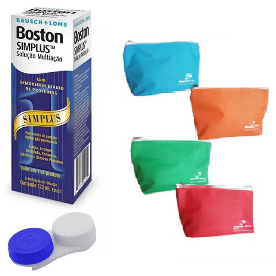 Boston Simplus + Estojo + Necessaire / Solução de limpeza para lentes rígidas