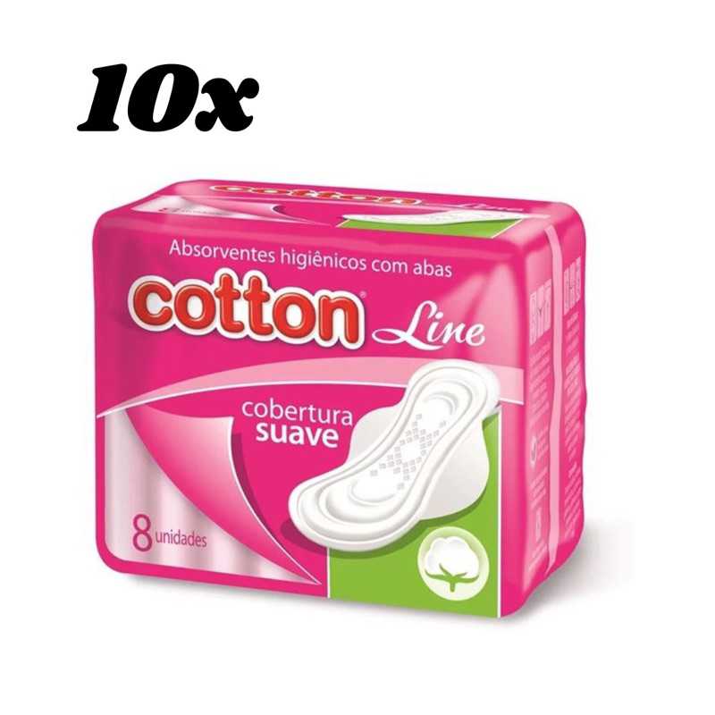 KIT 10 Absorventes c/ Abas Suave Cotton Line