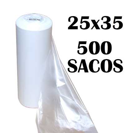 Bobina saco plástico picotada 25x35 com 500 sacos reforçados