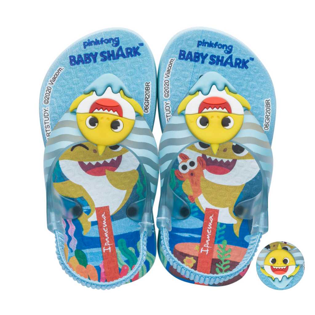 Chinelo Infantil Ipanema Baby Shark Menino Grendene Kids Original Com Elástico