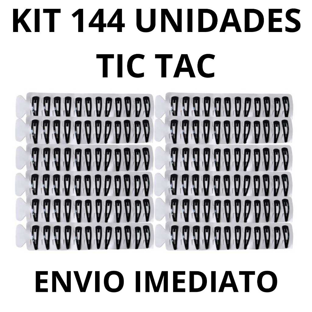 Kit 144/36/24 Unidades de Tic Tac Cabelo Cor Preto Presilhas De Cabelo Envio Imediato