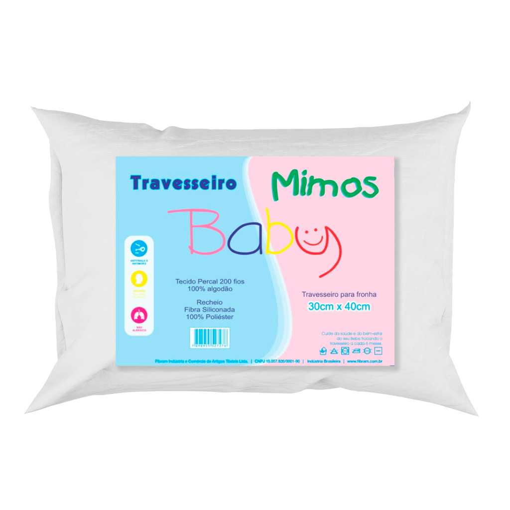 Travesseiro Bebê antialérgico 30x40 de Fibra Mimos