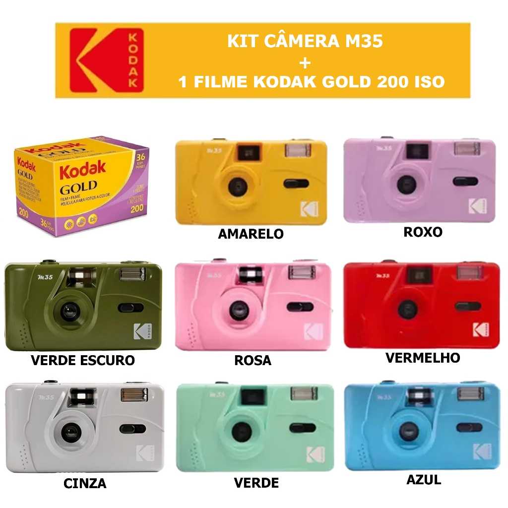 Kit Câmera Kodak Retrô M35 + 1 Filme Kodak Gold 200 Iso  36poses