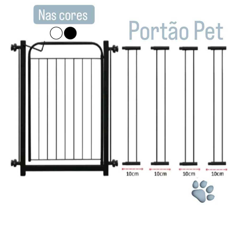 Portão Pet Grade Para Cachorro ( 68cm A 113cm ) + Extensores Cercado de Proteção Reforçado