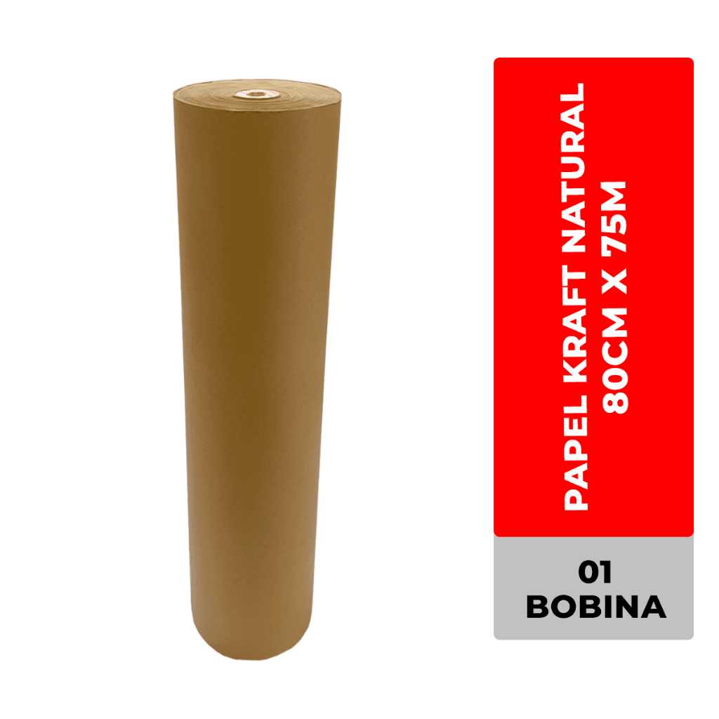 Bobina Kraft Natural 80CMX75M - Comércio, Indústria, Confecção de embalagens, Presentes, Artesanatos