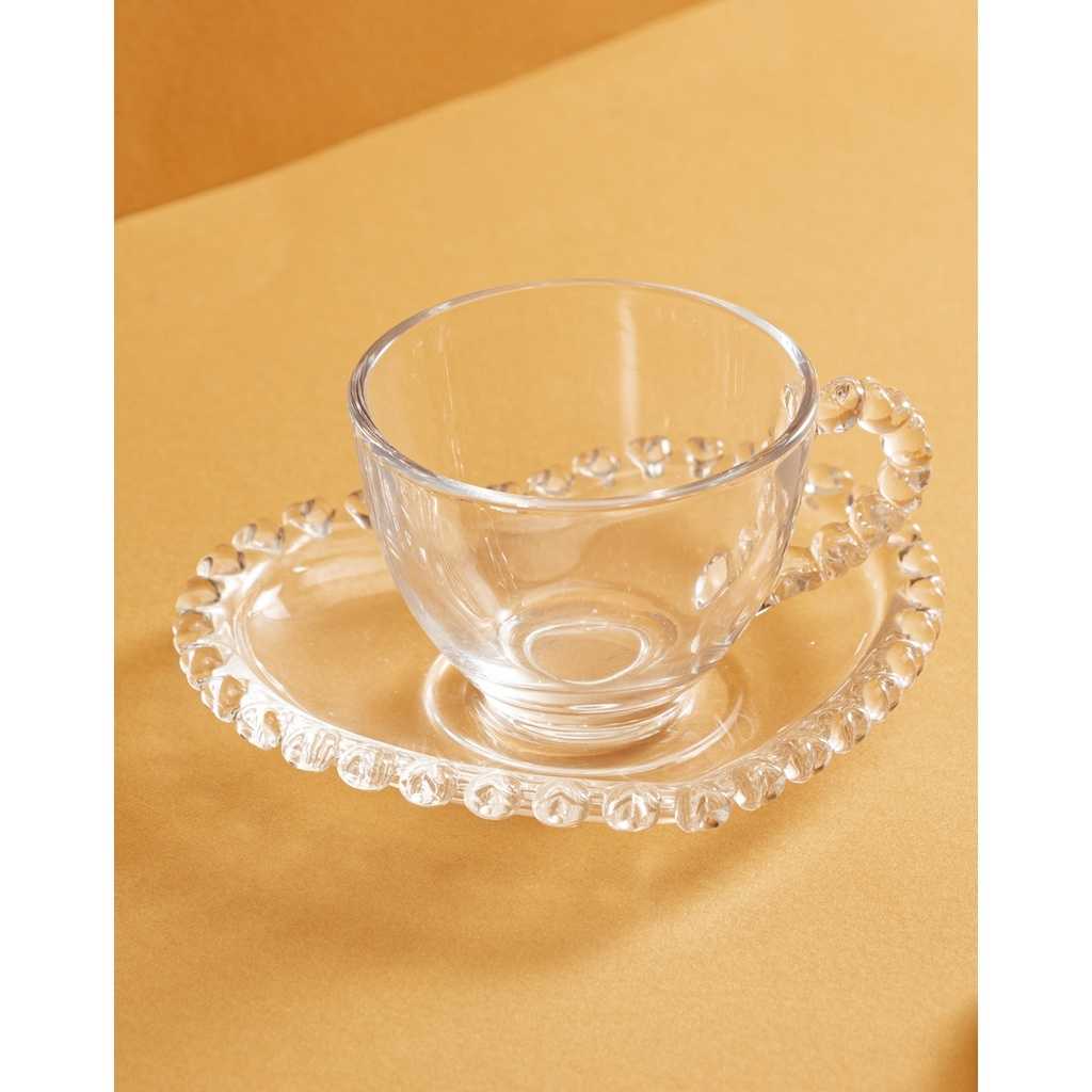 Xícara de Chá com Pires em Cristal de Chumbo ‘Coração’ 170 ml - Lyor