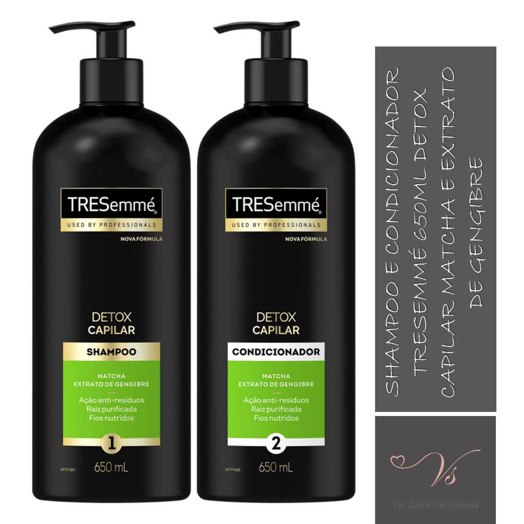Shampoo e Condicionador Tresemmé 650ml Detox Capilar Matcha e Extrato de Gengibre