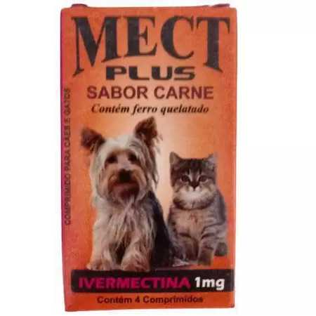 Mect Plus 1mg Cães e Gatos Pulgas Carrapatos Sarnas Vermes