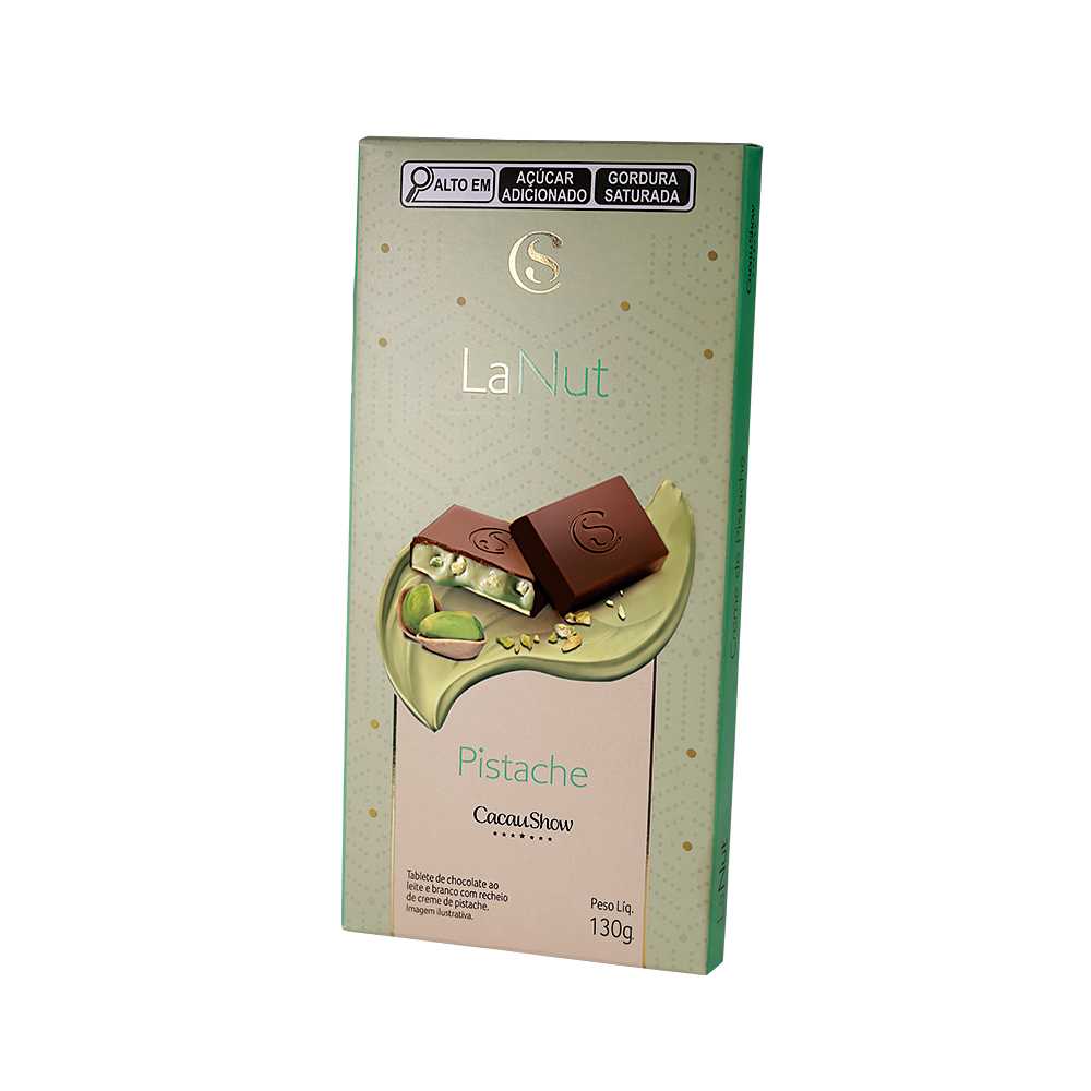 Kit 2 Tablete De Chocolate Pistache Lanut  Gourmet 130g Cacau Show