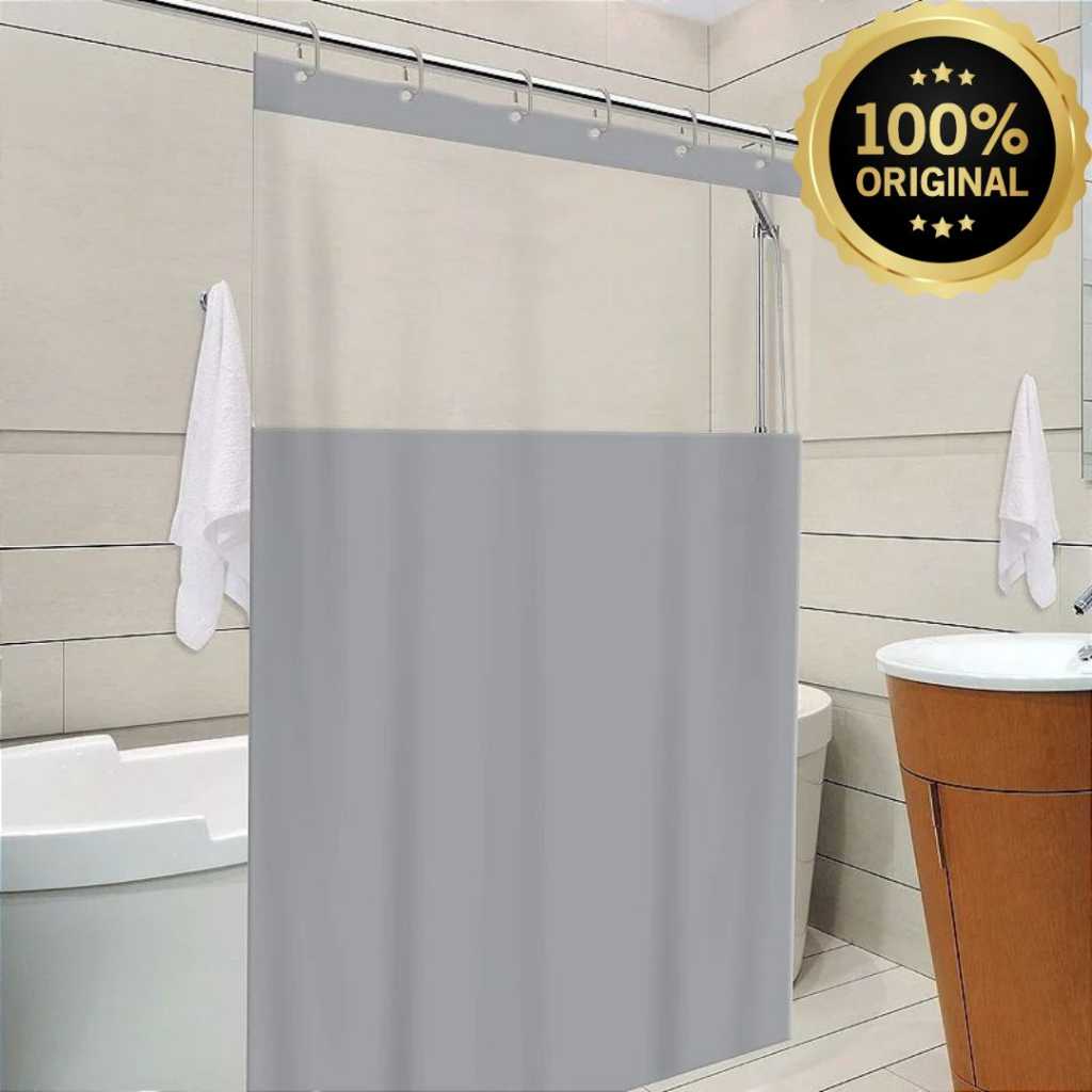 Cortina Box Banheiro Antimofo Com Visor Transparente 100% PVC