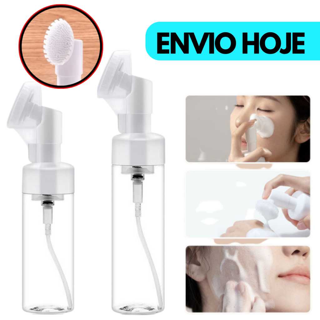 Frasco 150ml Pump Espumador Com Escova De Silicone Para Limpeza Facial Skin Care