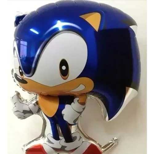 10 Balão Metalizado Sonic Corpo Azul Tradicional 70cm