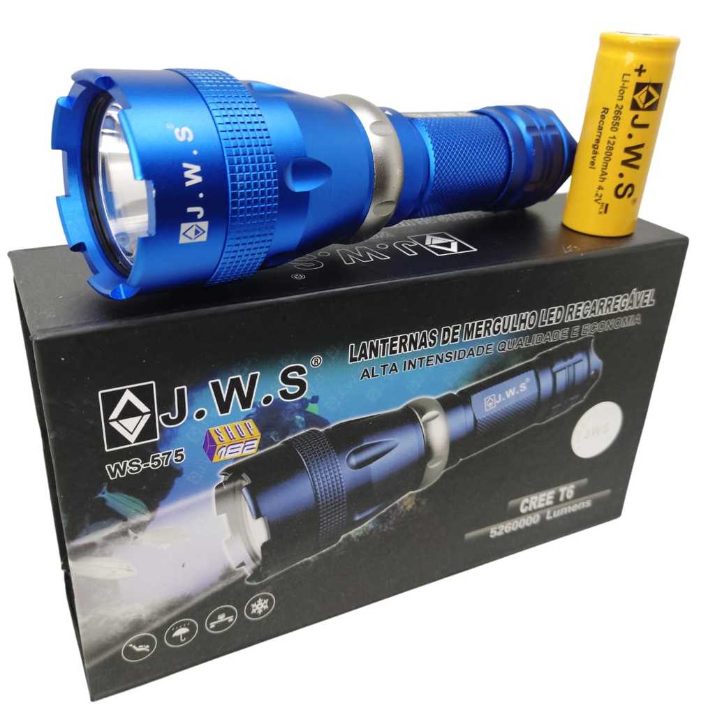 Lanterna De Mergulho Led Cree T6 Profissional Azul Jws WS-575