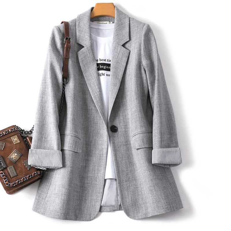 Alta qualidade Blazer Feminino Social forrado alfaiataria Slim casaco casual para outono / inverno / primavera