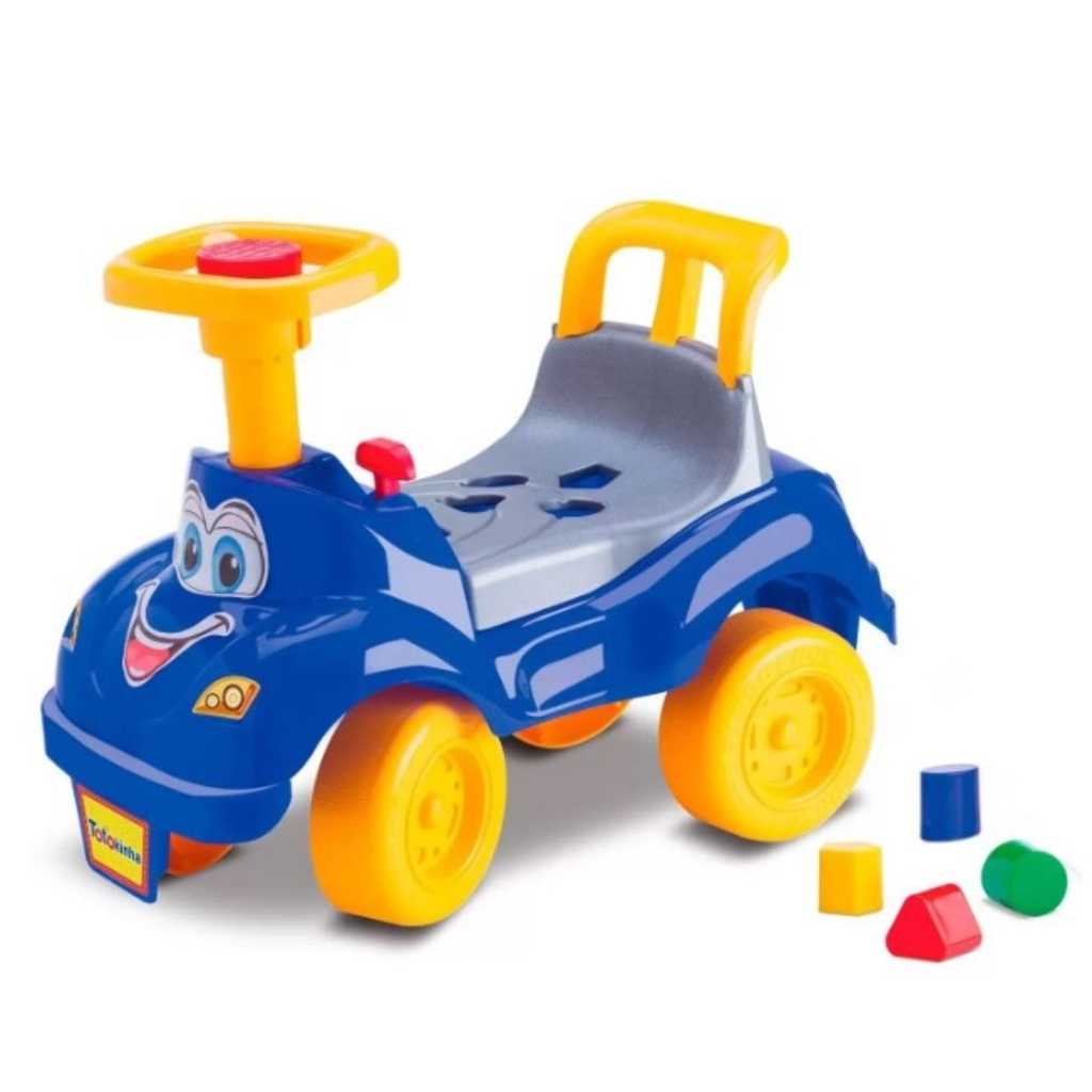 Totokinha Classica Infantil Azul Menino Carrinho de Brinquedo Com Blocos Formas Geometrica Triciclo