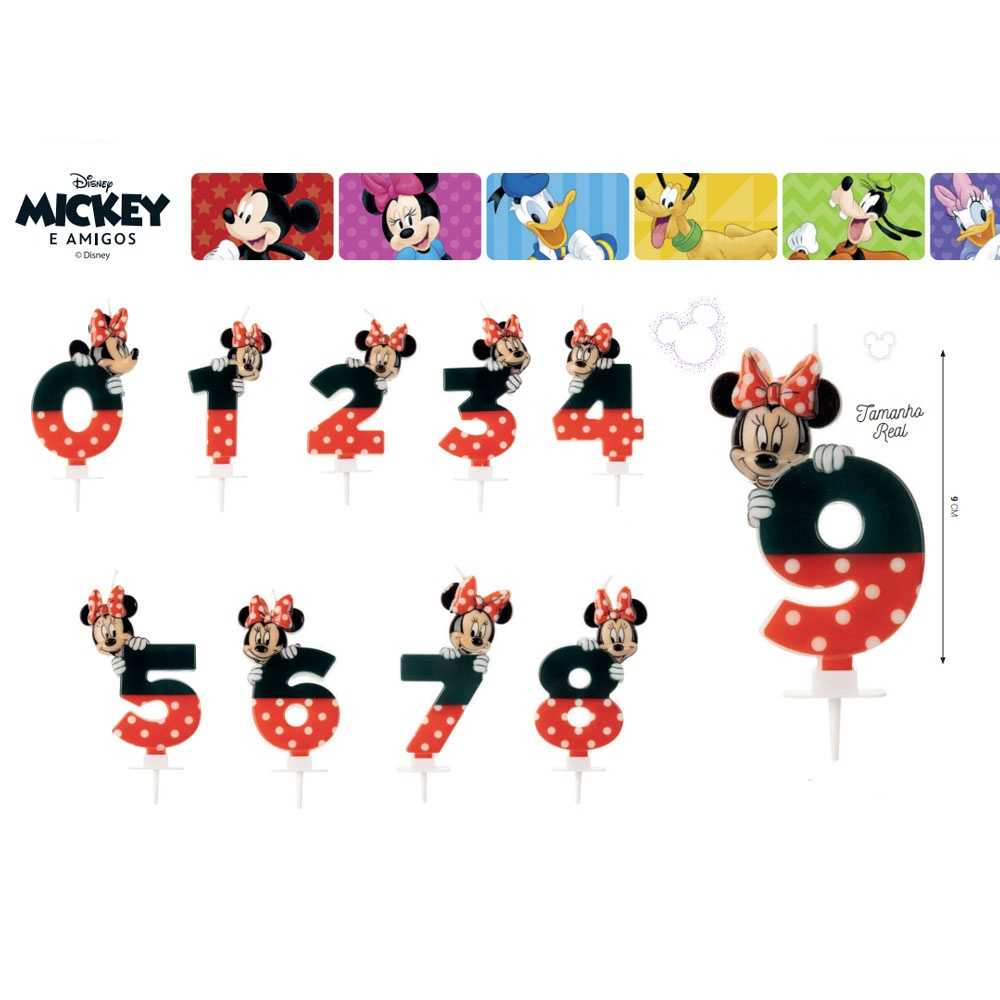 Minnie Mouse Unidade Vela de Aniversário Números - Silver Festas