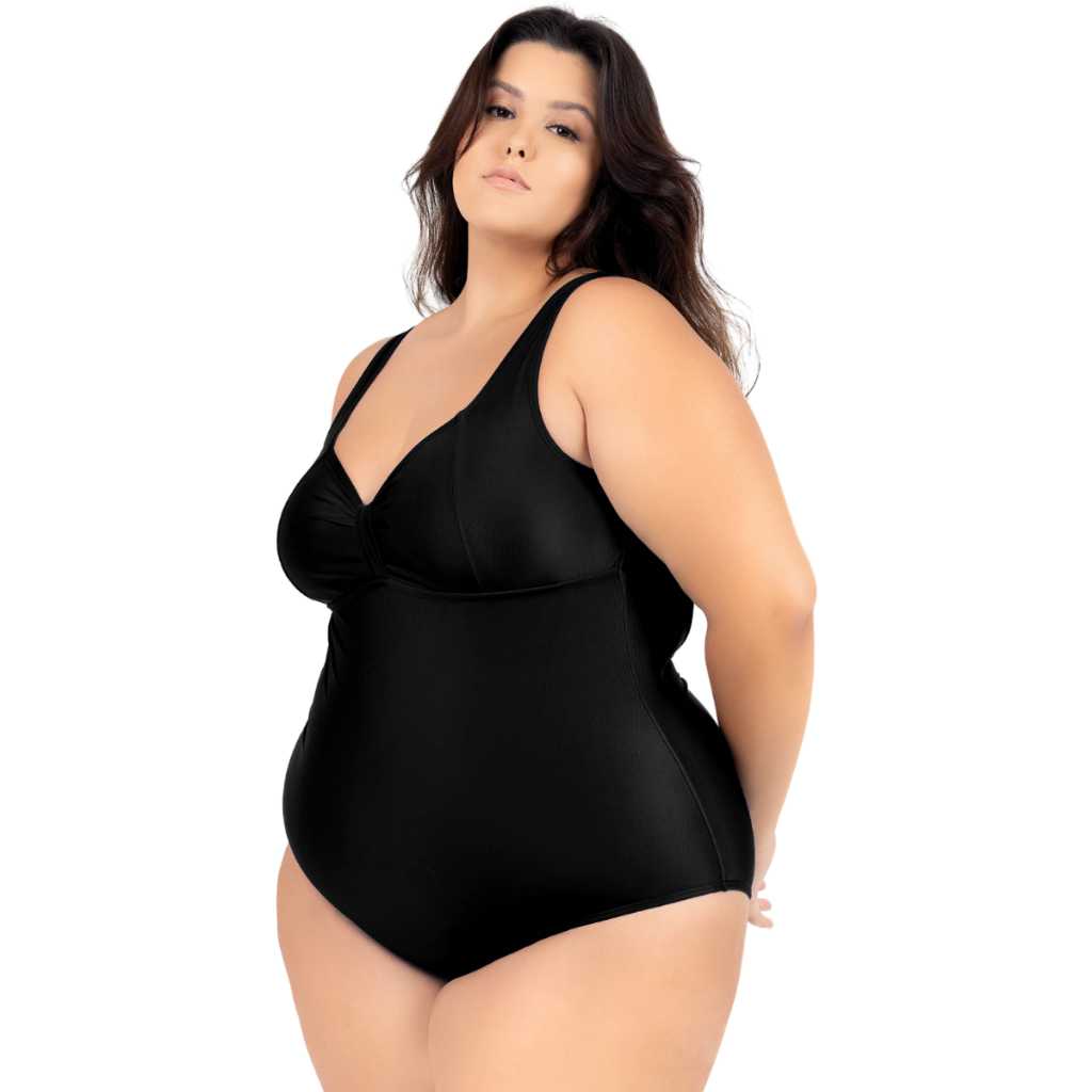 Maio Plus Size Feminino Body Natação Praia Casual Modelador Tecido Poliamida Chapa Barriga 46 ao 56