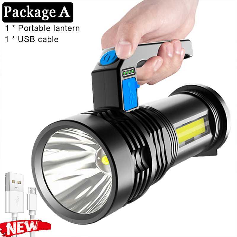 LED Recarregável Lanterna Super Brilhante Multifuncional Com Visor E Refletor De Bateria