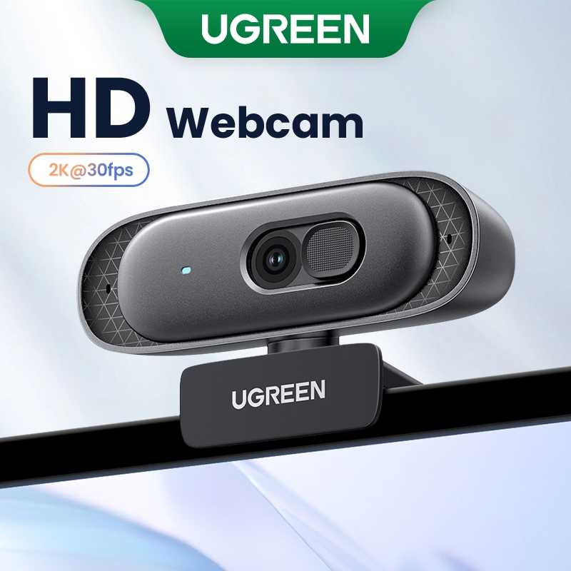 Computador UGREEN USB Câmera Externa 2K 30FPS 200W Pixels , Foco Fixo , Microfone Embutido Com Cabo De 2 Metros