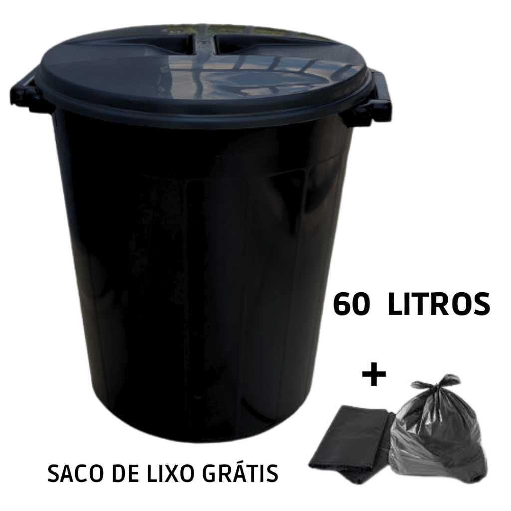 Cesto Lixeira  60 litros para cozinha Cores - Plasconex - Lixao Grande / Balde de Lixo