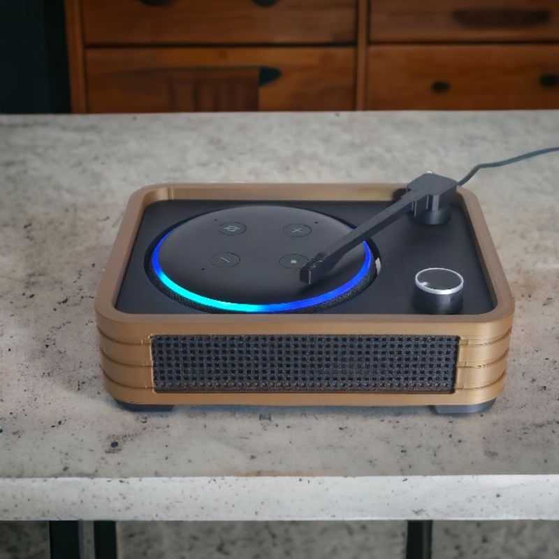 Suporte Alexa Echo Dot 3 Toca Disco: Não abafa o microfone - Home Decor Vintage