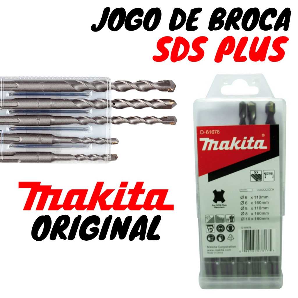 Jogo de Broca Sds Plus 5 Peças (6/6/8/8/10mm) D-61678 - Makita