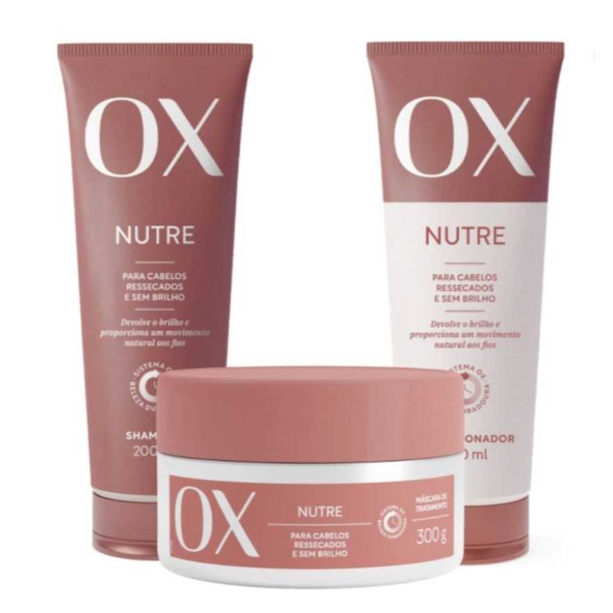 Kit OX Nutre Shampoo e Condicionador 200ml + Creme Tratamento 300g Original - Envio Rápido