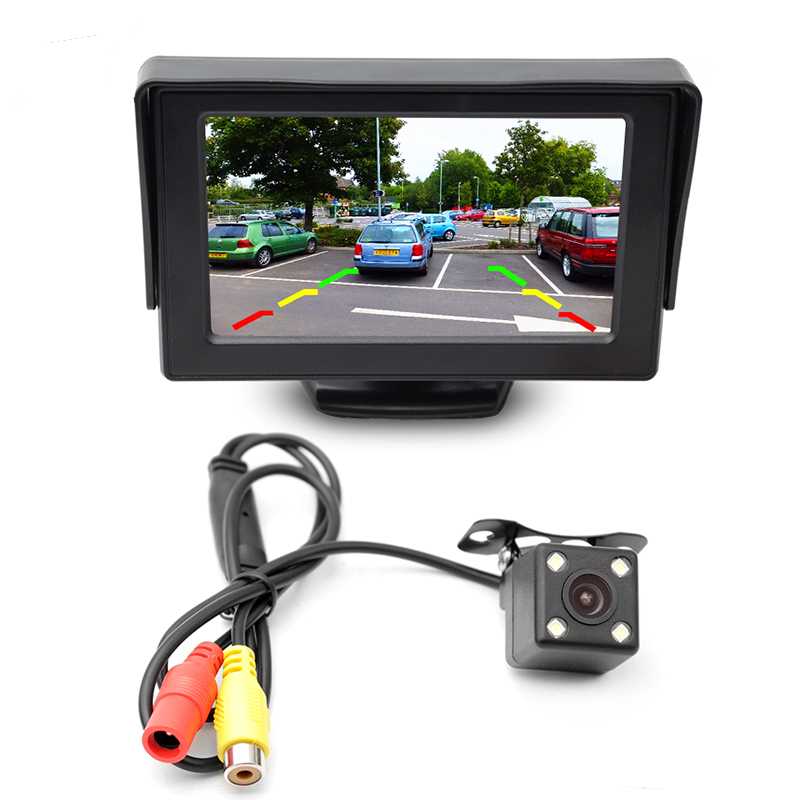 1 Conjunto 2 Em 1 Kit De Sistema De Estacionamento Monitor De Carro 4.3 Polegadas LCD Com Câmera De Visão Traseira