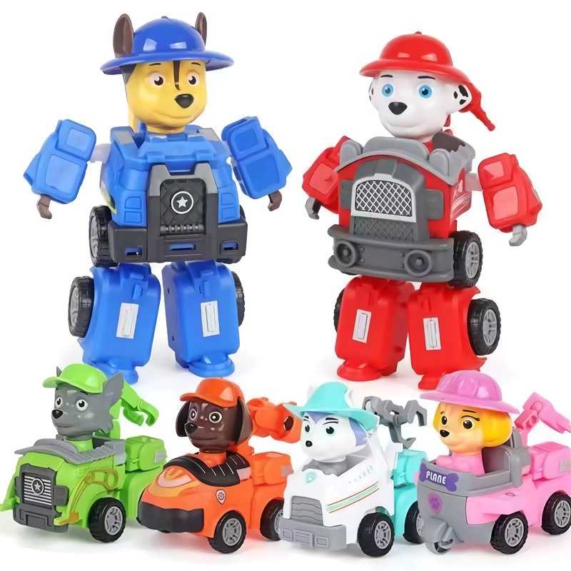 criança brinquedos robô carro transformador educativo para crianças patrulha canina