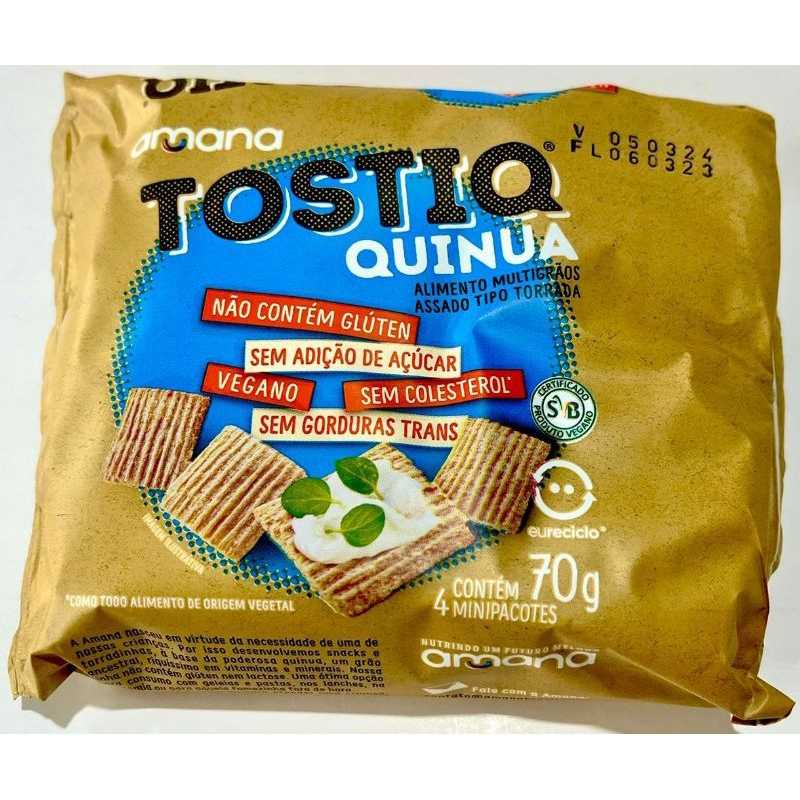 Torrada Tostiq de Quinoa 70g sem açúcar, sem glúten, sem lactose, vegana Amana