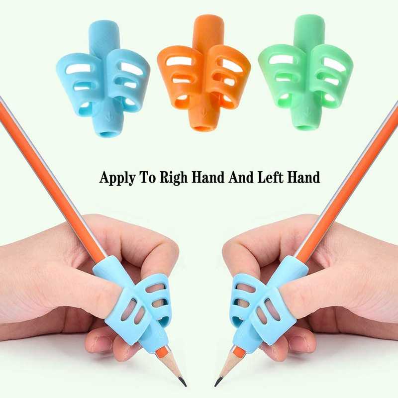 Lápis Grip Dois Dedos Ferramenta De Aprendizagem De Escrita De Silicone Caneta Corretor Para Crianças Suprimentos Escolares