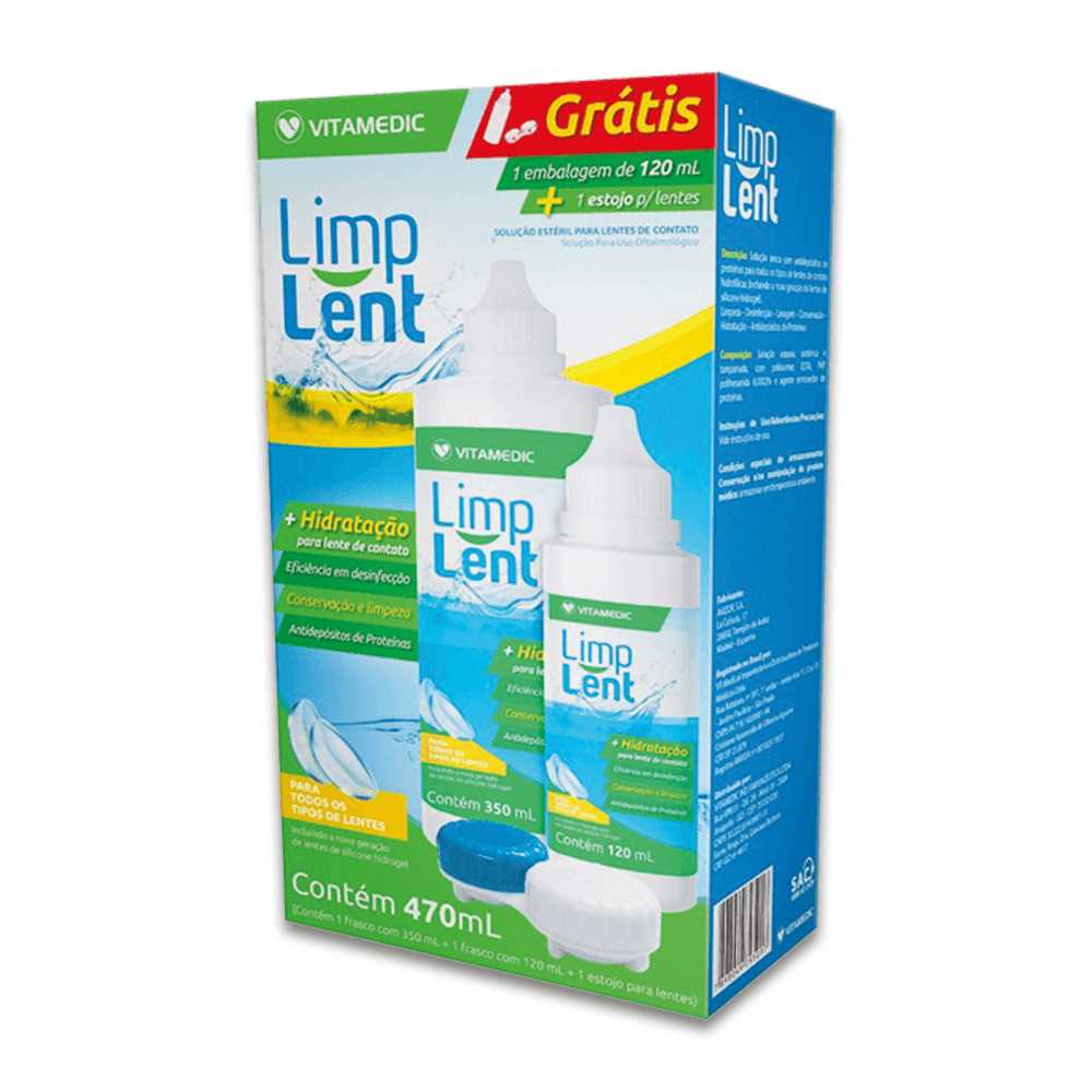 Kit Limp Lent Solução Lentes 470ml  Estojo + Porta Lente