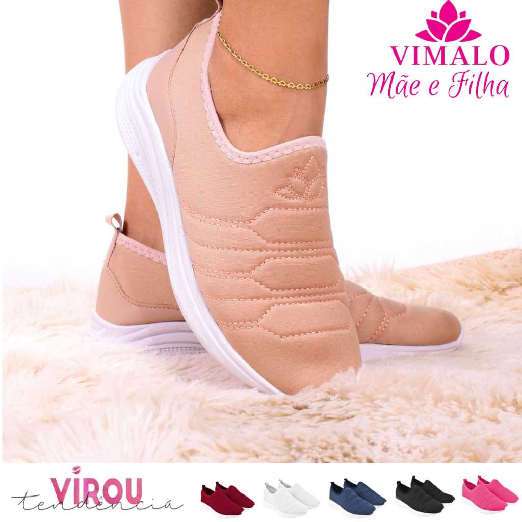 Tênis Feminino Meia Calce Fácil Slip On Leve Flexível Confortável Para Caminhada Academia Vl-01