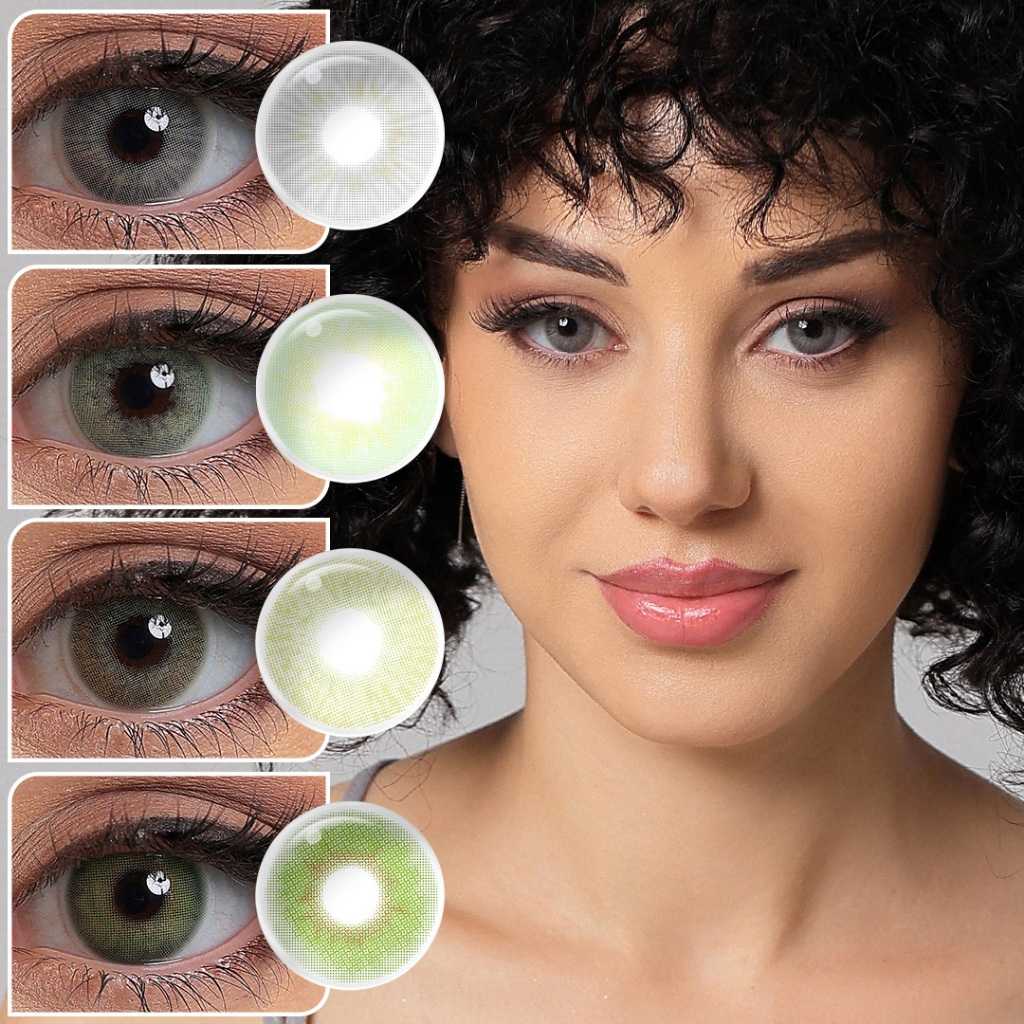 Freshgo lente de contato Colorida Olhos Natural Para Maquiagem Anual 1 par Entrega rápida do armazém no Brasil DIA 14,2mm