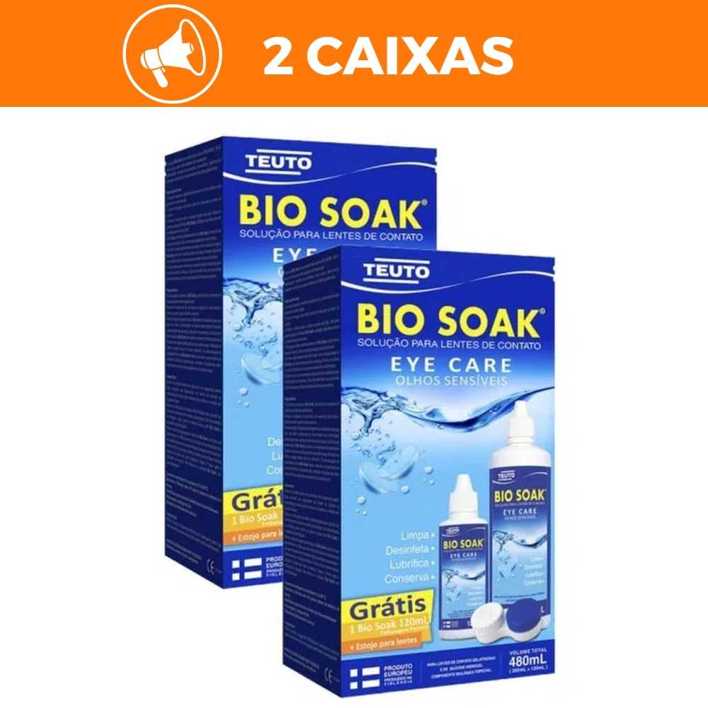 Kit Bio Soak - Cuidado Completo para Lentes de Contato (2 Embalagens de 480ml com Estojo)