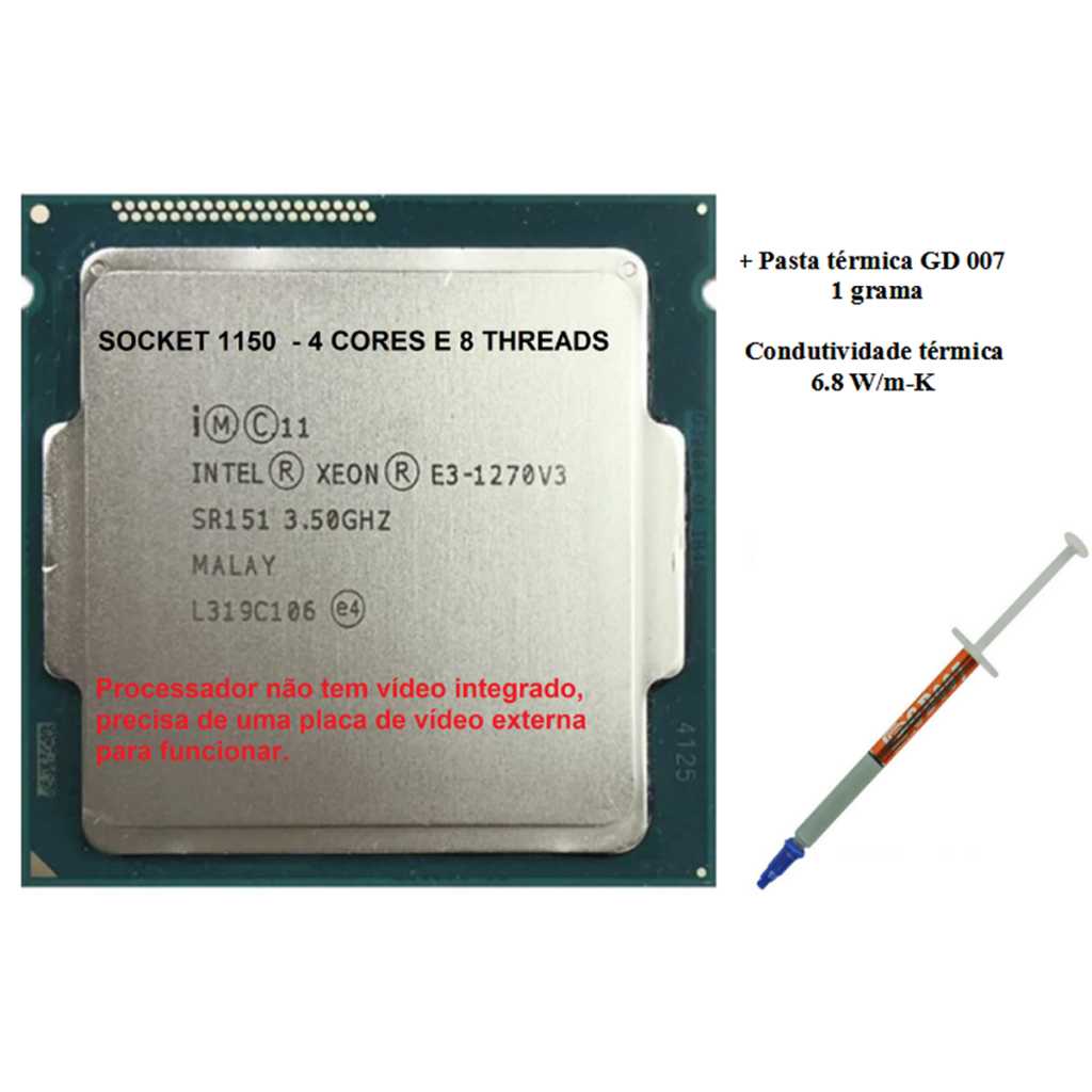 Intel Xeon E3 1270 V3 Usado, Sem Cooler 3.4 Ghz, 4/8  Similiar I7 4770 SOCKET 1150