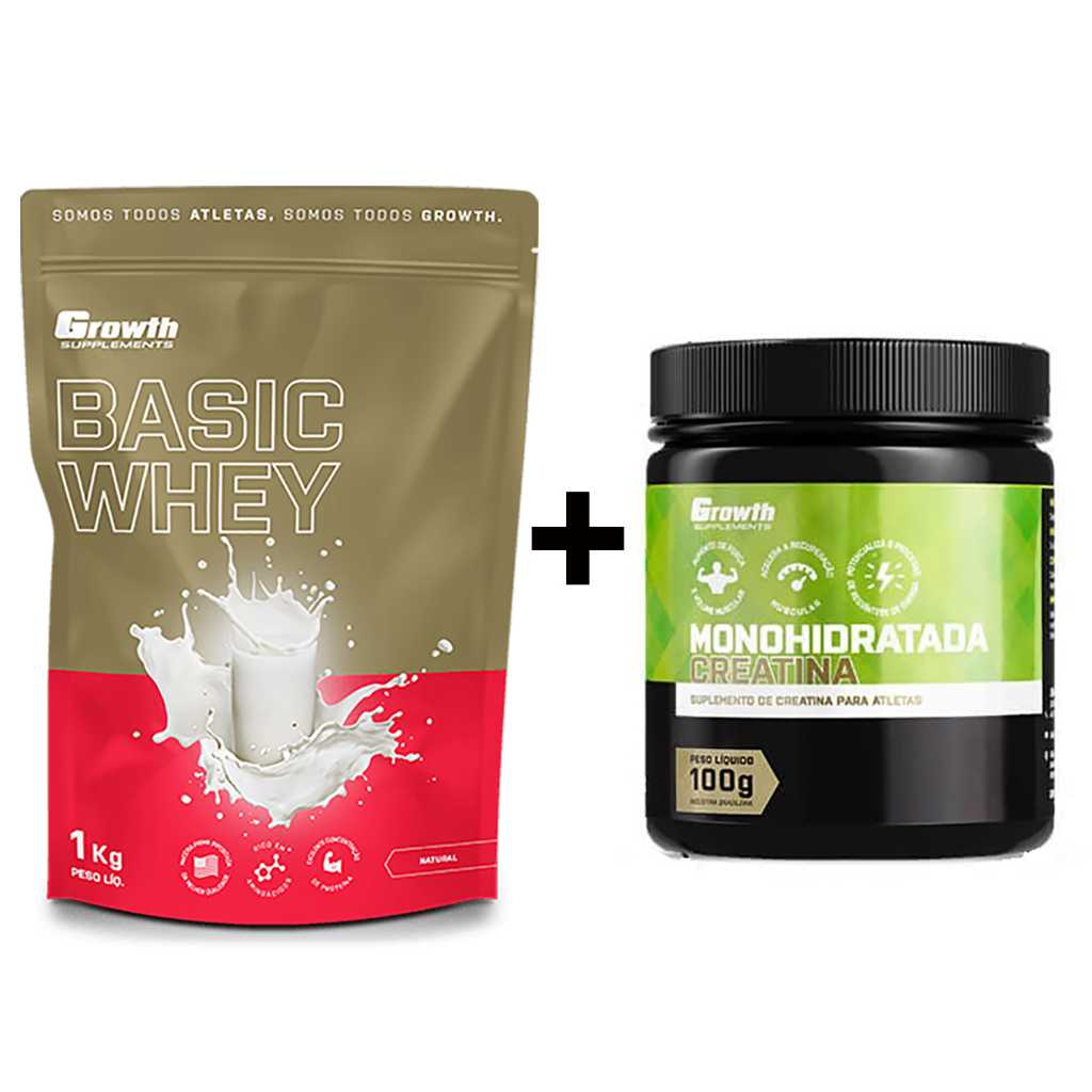 Kit Creatina (100g) + Basic Whey (1kg) - Growth Supplements