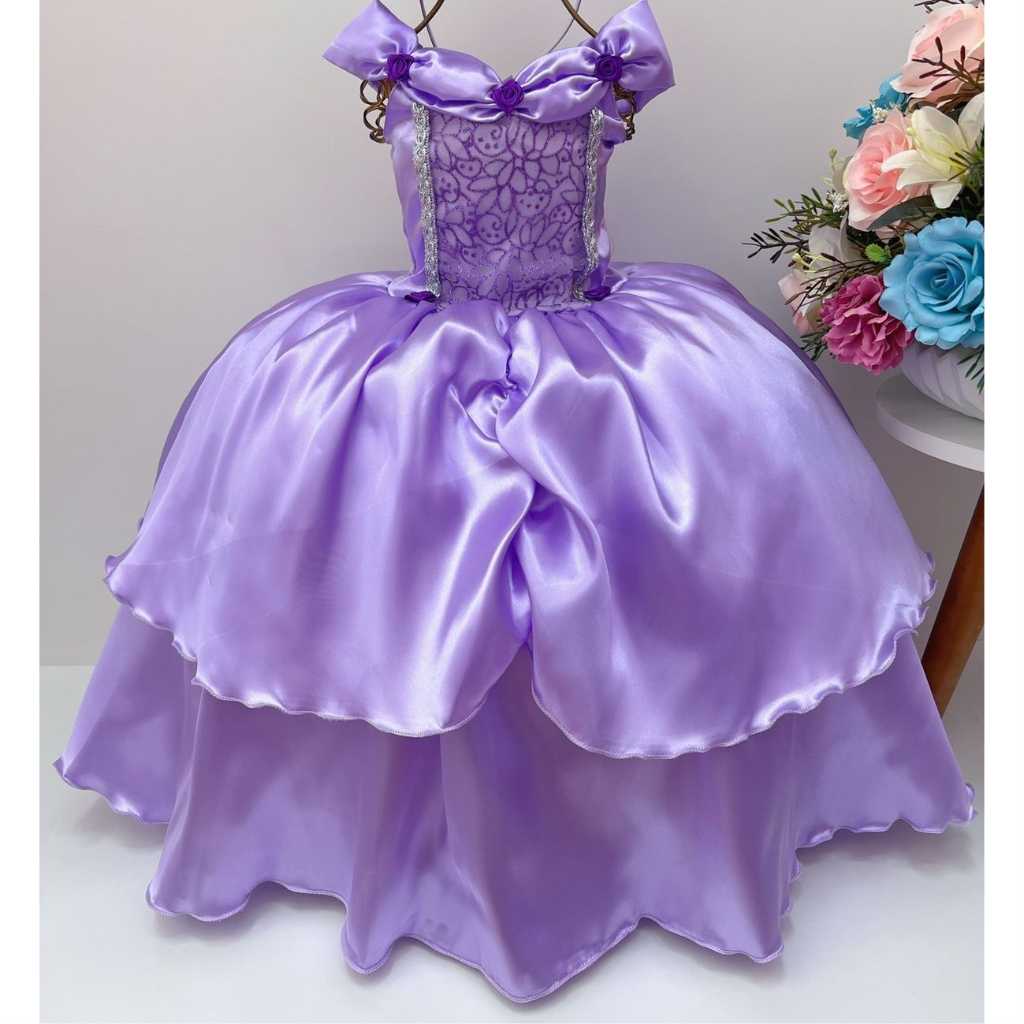 Vestido Luxo Infantil Princesa Sofia / Rapunzel
