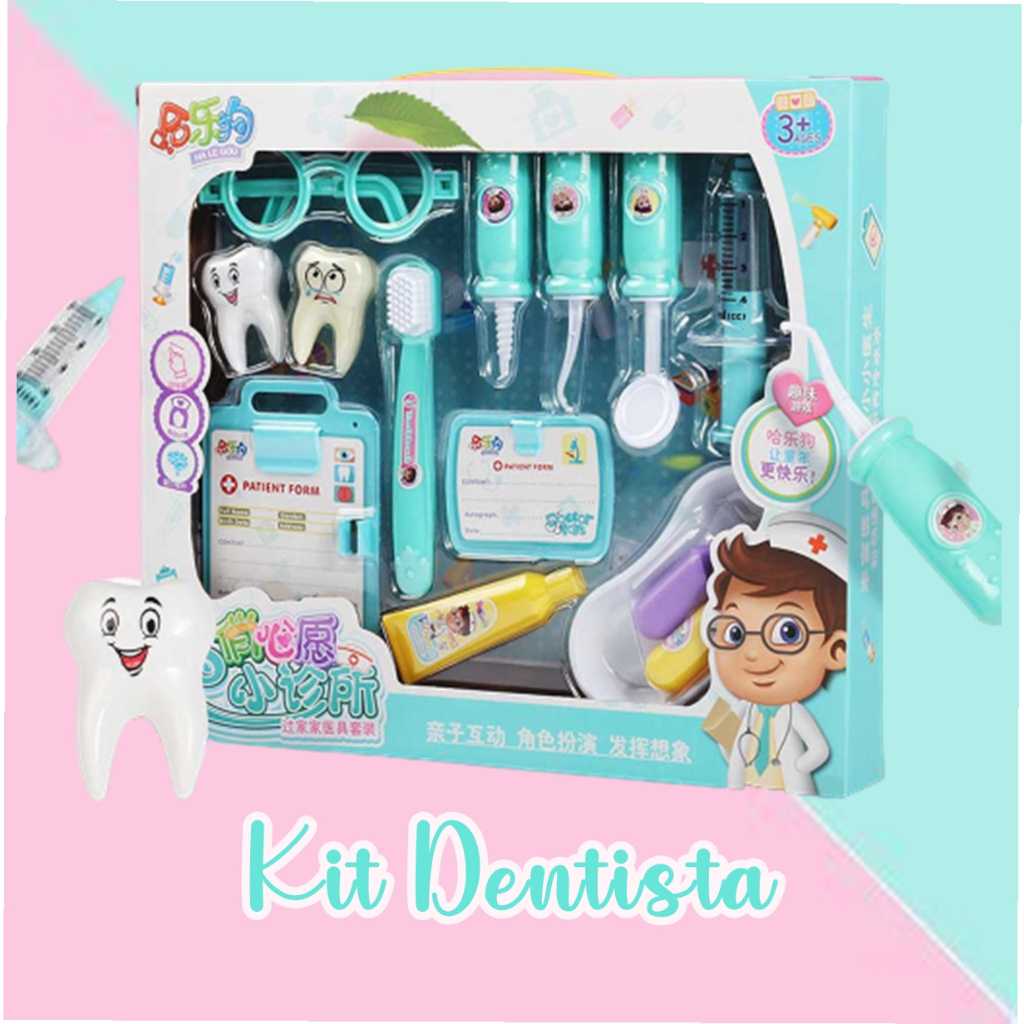 Kit Dentista de Brinquedo com 14 peças Dente Doutor Doutora