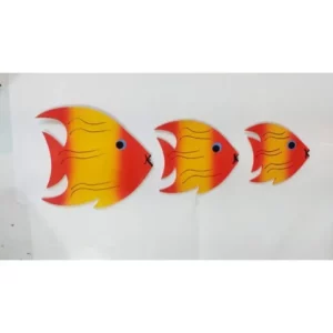 Trio de Parede Peixe Vermelho de MDF Decoração 19cm15cm 12cm cada