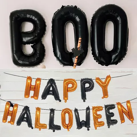 Conjunto 1 16 Polegada Feliz Halloween Boo Carta Balão De Alumínio Bar Casa Decorações Do Partido Balões Adereços Festival De Acessórios